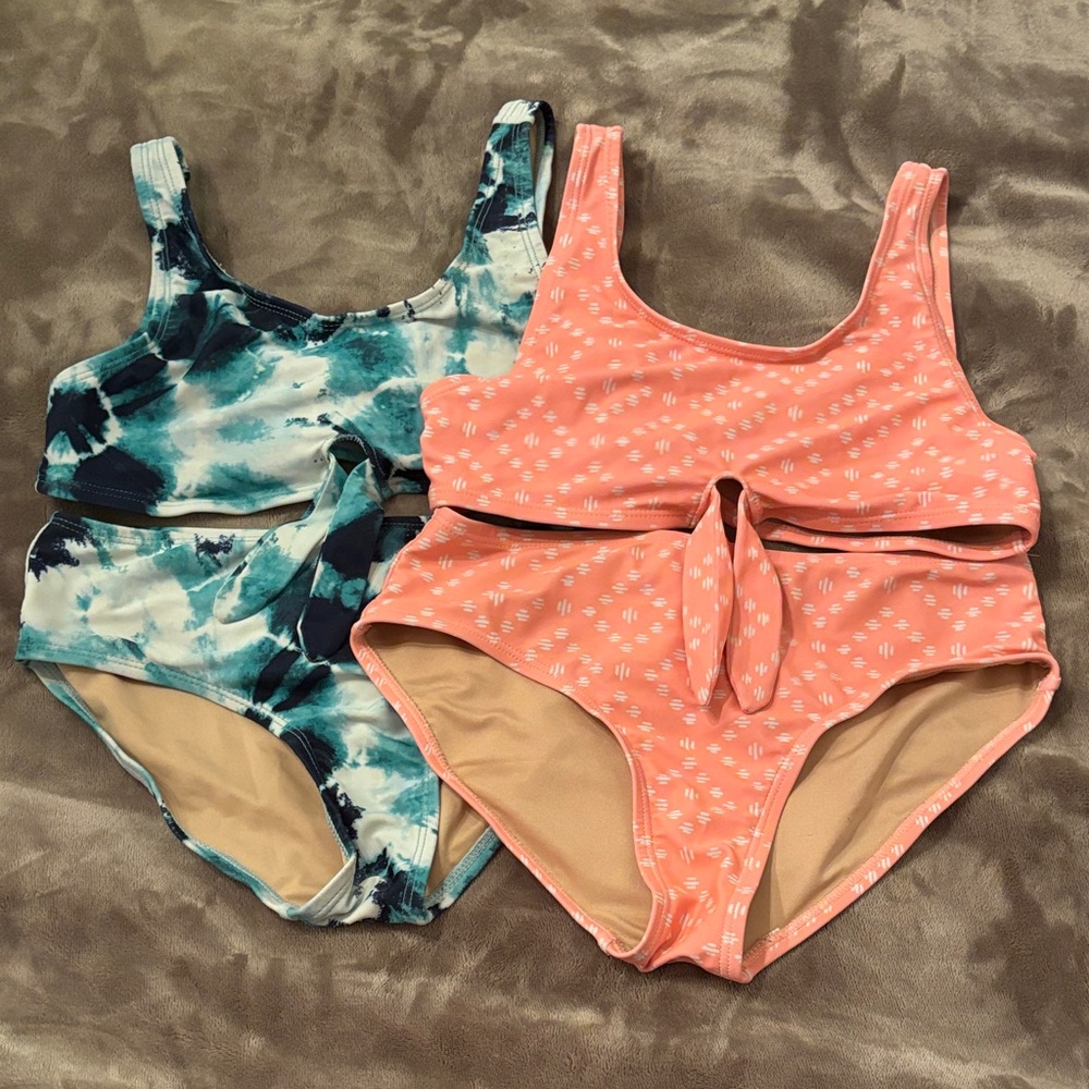 Old Navy Kids Swim Bikinis - Blue Tie-Dye and Coral